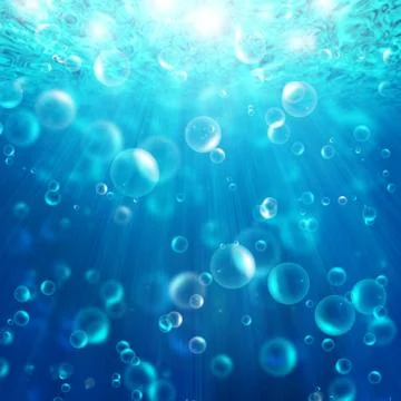 Bubbles in the blue water Stock Photos