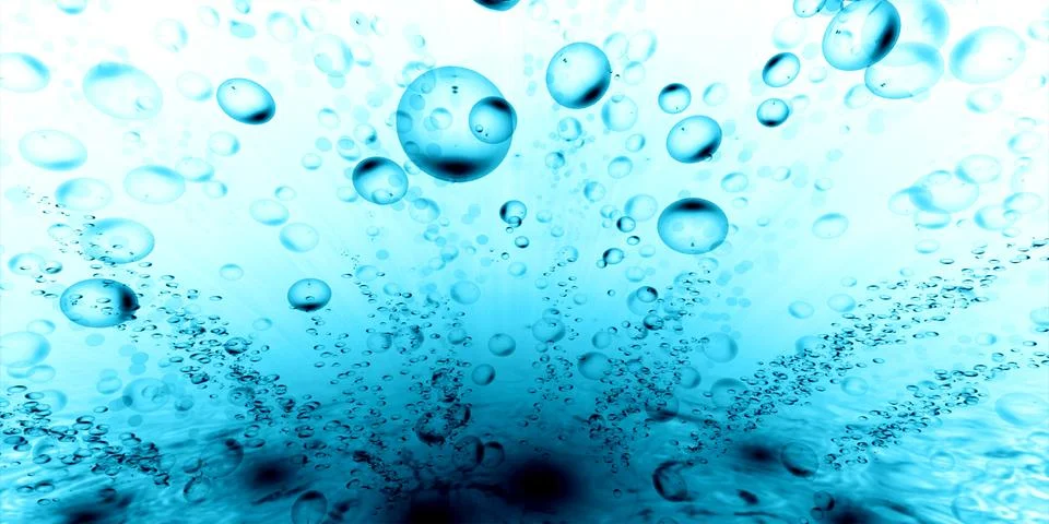 Bubbles in the blue water Stock Photos