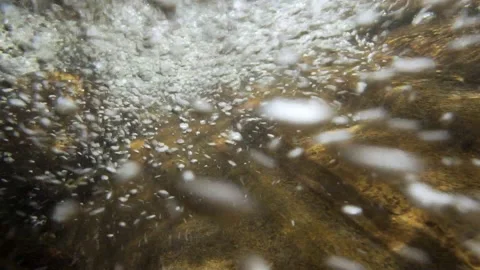 Bubbles at the bottom of the river Stock Footage 143776659