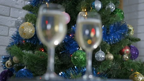 Bubbles of champagne for Christmas. Stock Footage 133860350