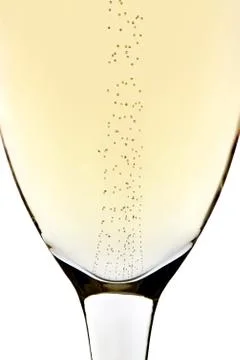 Bubbles in champagne Stock Photos