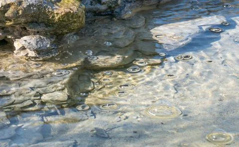 Bubbles in clear pool Foto stock