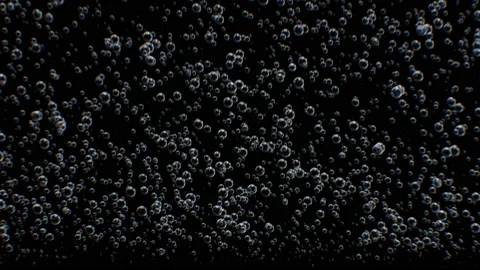 Bubbles Cloud Creation Underwater in Slow Motion Close-up on Black and White Stock Footage 130596801