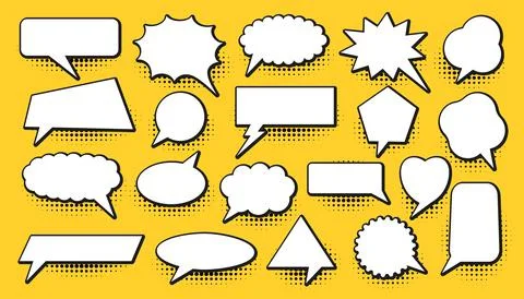 Bubbles comics with shadow white empty speech set Stock Illustration