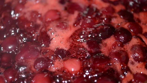 Bubbles of cooking cherry fruit jam. 스톡 동영상 132439645
