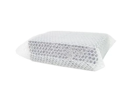 Bubbles covering the box by bubble wrap for protection product cracked 스톡 사진