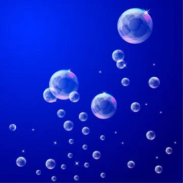 Bubbles on the dark blue background, Stock Illustration