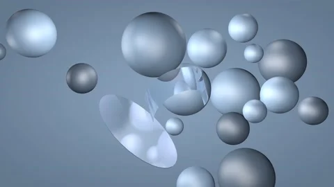 Bubbles of different sizes gently and slowly sway in the air. Stock Footage 229884763
