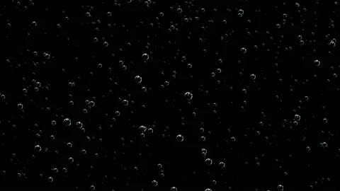 Bubbles of different sizes from small to large. Dark background with transparent Stock Footage 117354938