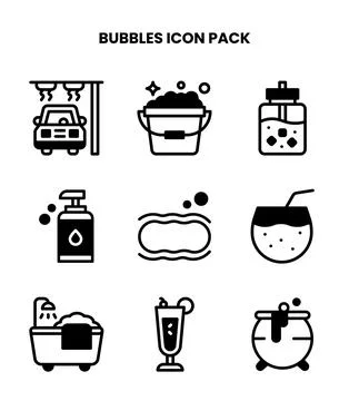 Bubbles DuoTone Collection Icons Pack Ilustração Stock