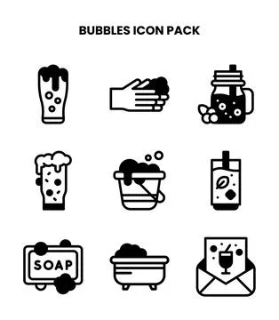 Bubbles DuoTone Set Icons Pack Stock Illustration