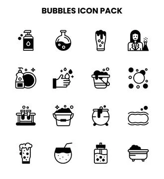 Bubbles DuoTone Set Icons Pack Stock Illustration