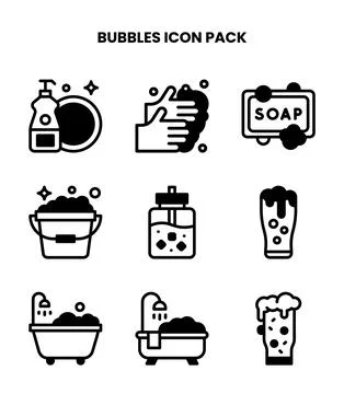 Bubbles DuoTone Set Icons Pack Ilustração Stock