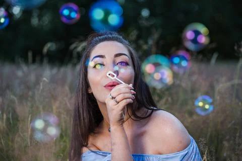 Bubbles fill the frame Stock Photos