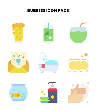 Bubbles Flat Bundle Icons Pack Ilustração Stock
