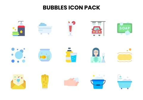 Bubbles Flat Collection Icons Pack Stock Illustration
