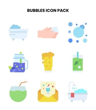 Bubbles Flat Design Icons Pack Illustrazione stock