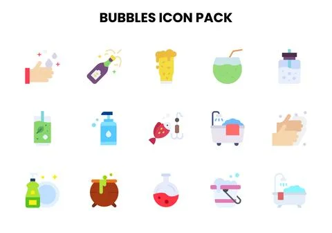 Bubbles Flat Graphics Icons Pack Illustrazione stock