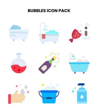 Bubbles Flat Graphics Icons Pack Stock Illustration