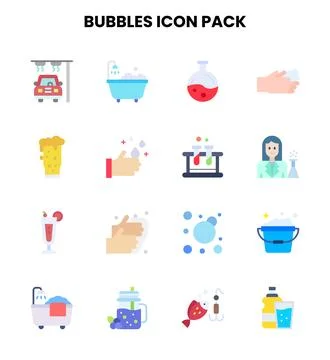 Bubbles Flat Icons Pack Illustrazione stock
