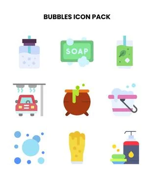Bubbles Flat SVG Icons Pack Ilustração Stock