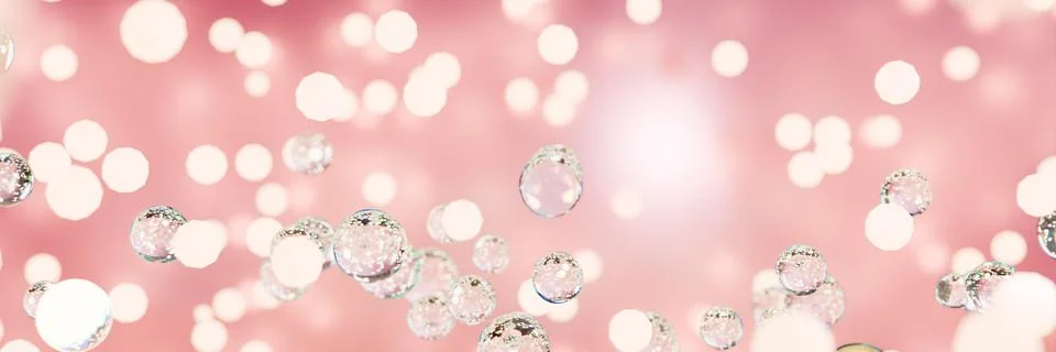 Bubbles float against a soft pink background Illustrazione stock