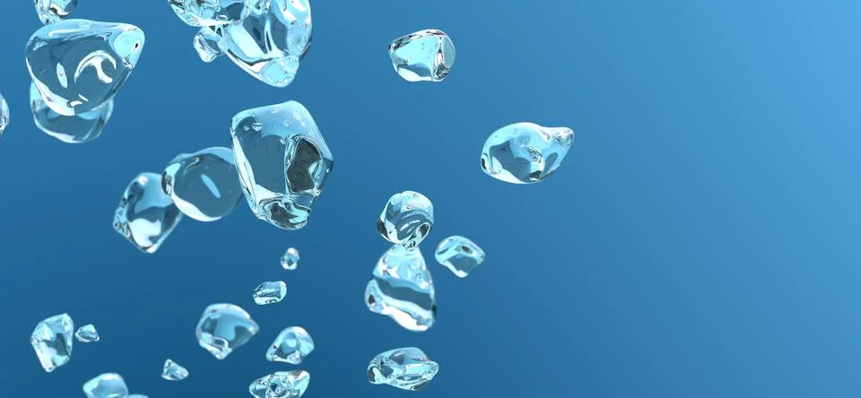Bubbles Float on Blue Gradient With Copy Space Stock Illustration