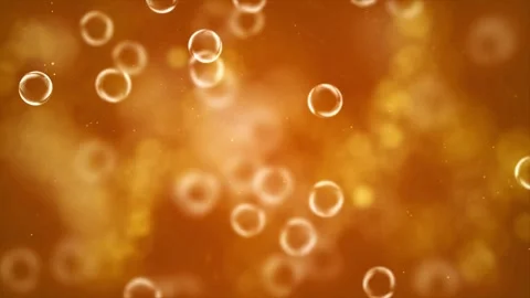 Bubbles float gently in orange background animation motion graphic clip Stock Footage 327570245