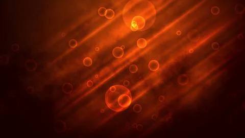 Bubbles float on a red gradient background with reflected light. Stock Illustration
