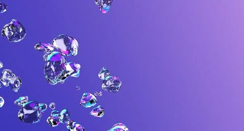 Bubbles Float on Violet Background With Copy Space Stock Illustration