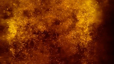 Bubbles floating in the amazing deep structured orange liquid. Video stock 79833312
