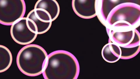 Bubbles floating on a black background with pink highlights Vídeo Stock 338011442