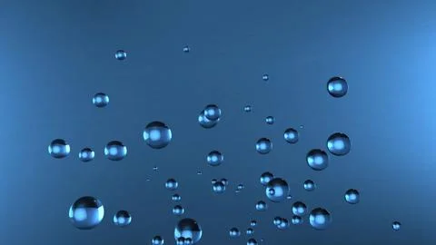 Bubbles floating in blue abstract liquid background Stock Photos