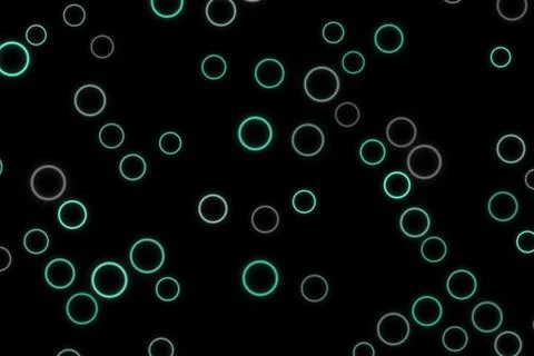 Bubbles floating in dark space with glowing green outlines Stock Illustration