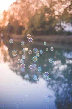 Bubbles floating Foto stock