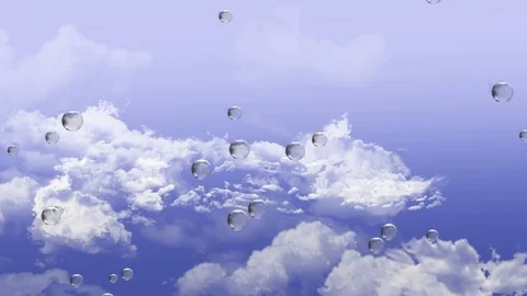 Bubbles floating in sky with clouds Video stock 87300845