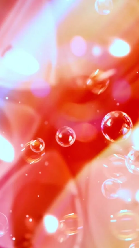 Bubbles floating in soft light on a red and pink background motion. Stock Footage 344710289