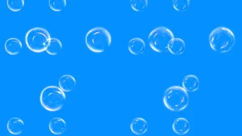 Bubbles Floating Upwards on a Vibrant Blue Background, Seamless Loop Animatio Stock Footage 340020320