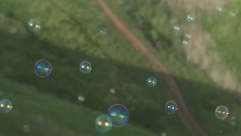 Bubbles fly over canyon over green grass. Nature reserve. Eco-friendly 動画素材 103839053