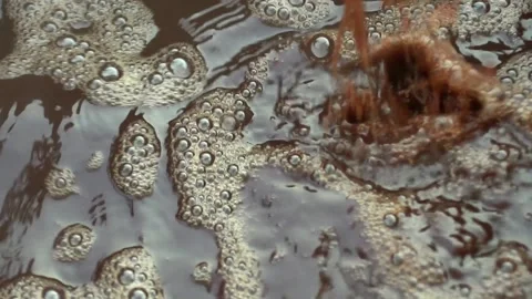 Bubbles Form On Hot Madder Dye Water During Dyeing Organic Textiles In Stock Footage 156009188