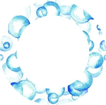 Bubbles, frame, watercolor Stock Illustration