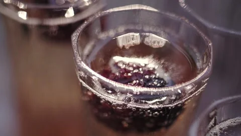Bubbles in a glass of champagne close-up Stock Footage 220115199
