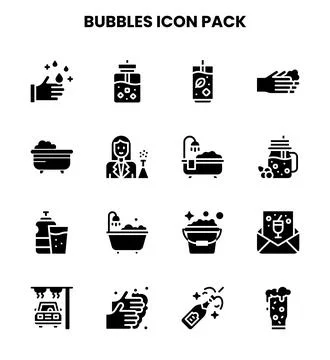 Bubbles Glyph Scalable Icons Pack Illustrazione stock