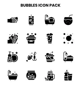 Bubbles Glyph Set Icons Pack 스톡 일러스트