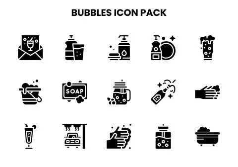 Bubbles Glyph UI Icons Pack Illustrazione stock