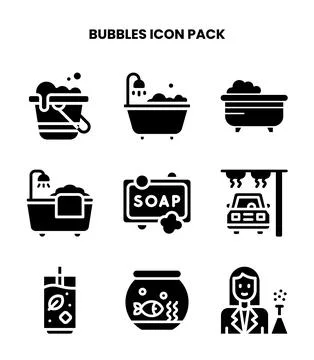Bubbles Glyph UI Icons Pack Stock Illustration