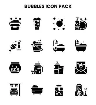 Bubbles Glyph Vector Icons Pack Stock Illustration