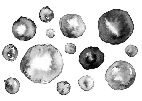 Bubbles ink texture background. Vintage black white illustration bubble circles Stock Illustration
