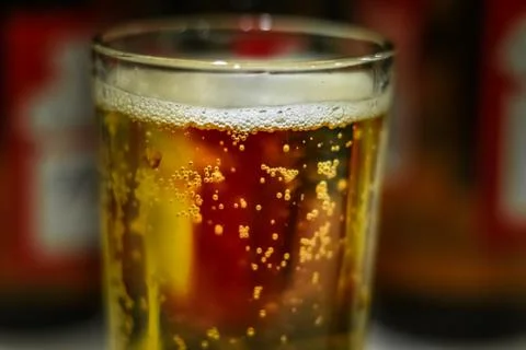 Bubbles Inside a Beer Glass, Moving Up, 5K Stock Photos