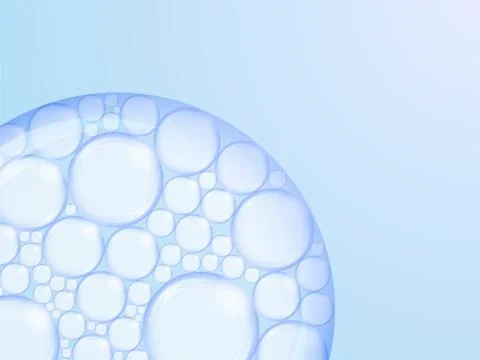 Bubbles inside a big bubble on blue background Foto stock